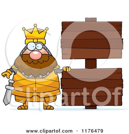 Cartoon of a Happy King Knight by Wooden Signs - Royalty Free Vector Clipart by Cory Thoman