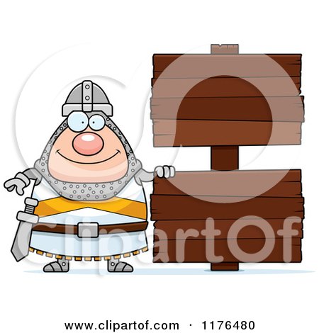 Cartoon of a Happy Knight by Wooden Signs - Royalty Free Vector Clipart by Cory Thoman