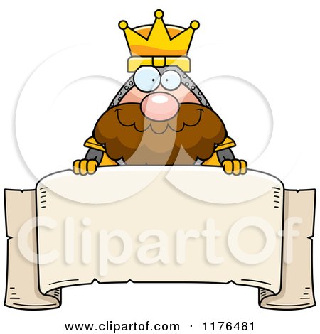 Cartoon of a King Knight over a Banner| Royalty Free Vector Clipart by Cory Thoman