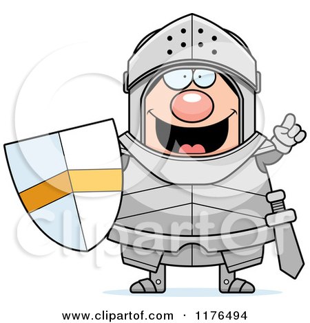 Cartoon of a Smart Armoured Knight with an Idea - Royalty Free Vector Clipart by Cory Thoman