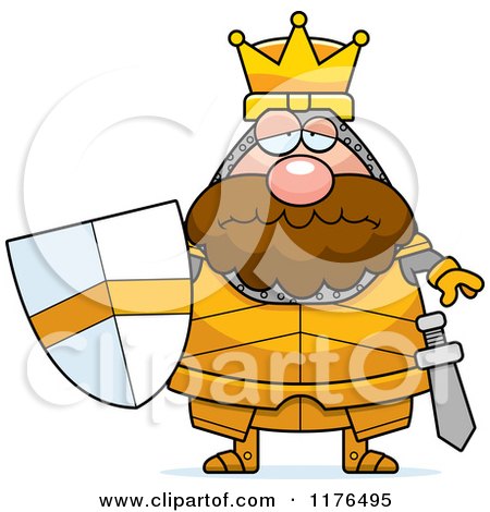 Cartoon of a Depressed King Knight - Royalty Free Vector Clipart by Cory Thoman