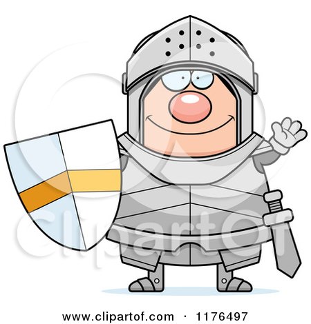 Cartoon of a Waving Armoured Knight - Royalty Free Vector Clipart by Cory Thoman
