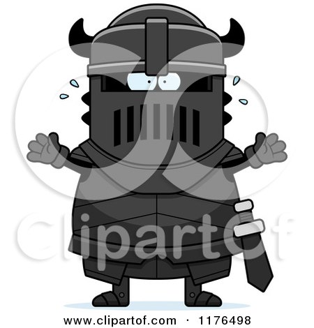 Cartoon of a Screaming Armoured Black Knight - Royalty Free Vector Clipart by Cory Thoman