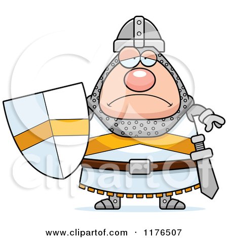 Cartoon of a Depressed Knight - Royalty Free Vector Clipart by Cory Thoman