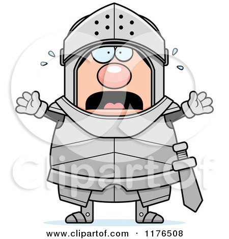 Cartoon of a Screaming Armoured Knight - Royalty Free Vector Clipart by Cory Thoman