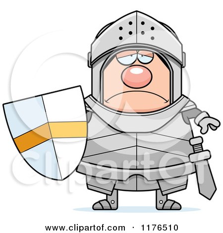 Cartoon of a Depressed Armoured Knight - Royalty Free Vector Clipart by Cory Thoman