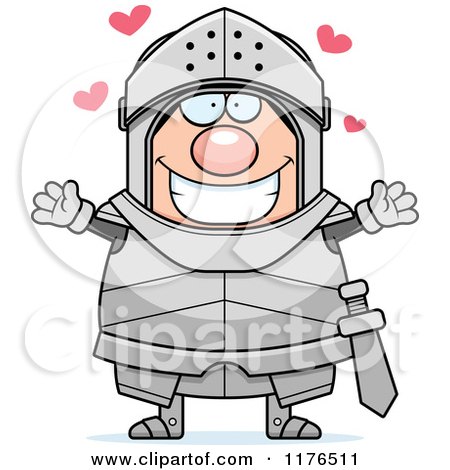 Cartoon of a Loving Armoured Knight Wanting a Hug - Royalty Free Vector Clipart by Cory Thoman