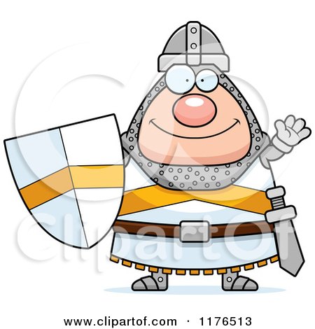 Cartoon of a Waving Knight - Royalty Free Vector Clipart by Cory Thoman