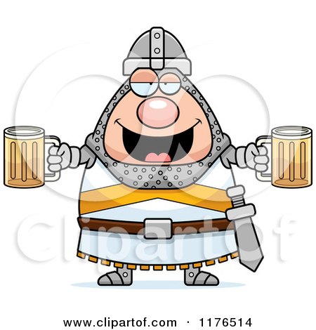 Cartoon of a Drunk Knight with Beer - Royalty Free Vector Clipart by Cory Thoman