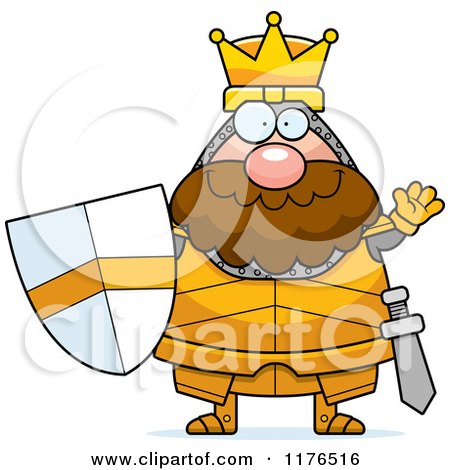 Cartoon of a Waving King Knight - Royalty Free Vector Clipart by Cory Thoman