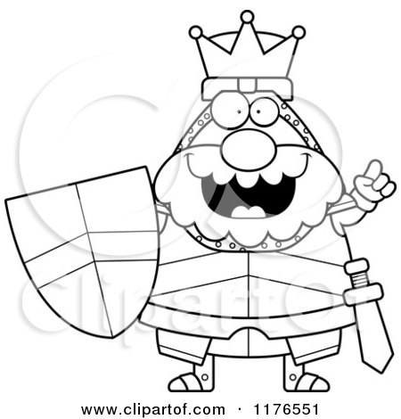 Cartoon of a Black And White Smart King Knight with an Idea - Royalty Free Vector Clipart by Cory Thoman
