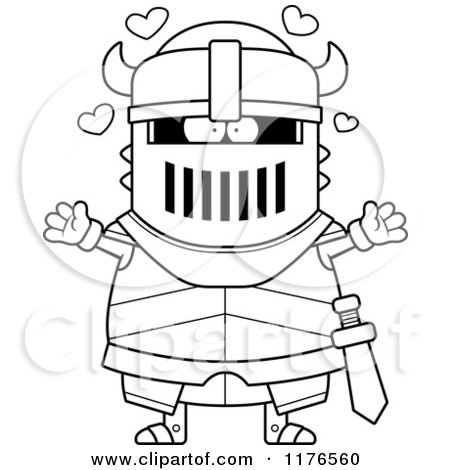 Cartoon of a Black And White Loving Armoured Black Knight - Royalty Free Vector Clipart by Cory Thoman