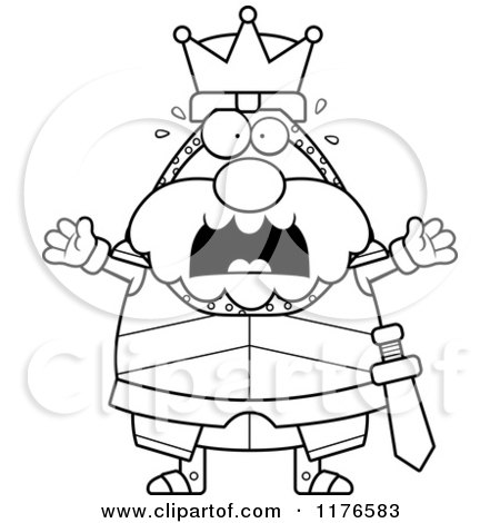 Cartoon of a Black And White Screaming King Knight - Royalty Free Vector Clipart by Cory Thoman