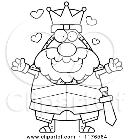 Cartoon of a Black And White Loving King Knight - Royalty Free Vector Clipart by Cory Thoman