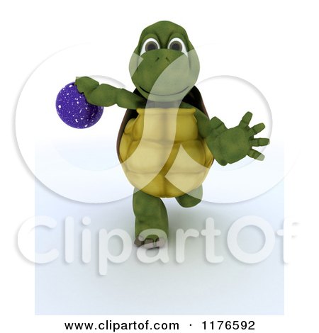 Clipart of a 3d Tortoise Swinging a Bowling Ball 2 - Royalty Free CGI Illustration by KJ Pargeter