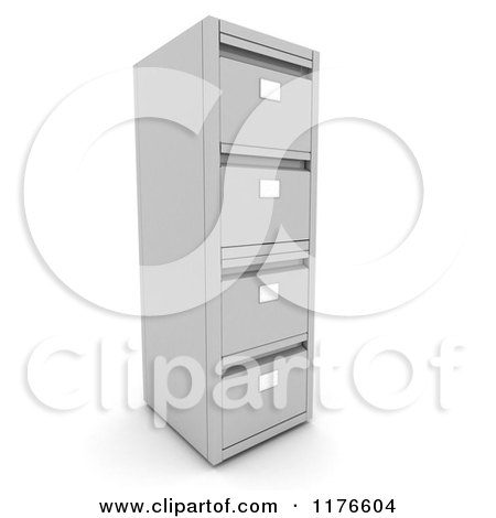 Clipart of a 3d Metal Office Filing Cabinet Tower - Royalty Free CGI Illustration by KJ Pargeter