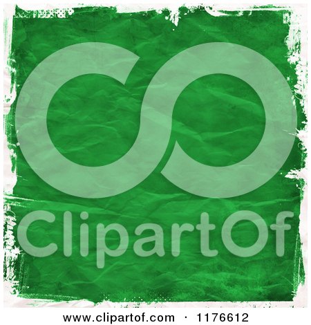 Clipart of a 3d Wringled Green Paper Background with White Grunge Borders - Royalty Free CGI Illustration by KJ Pargeter
