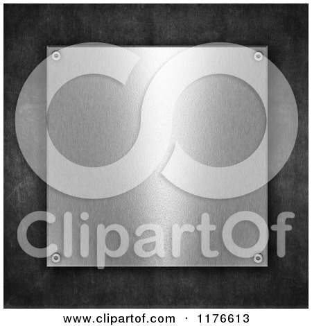 Clipart of a 3d Shiny Metal Plaque over Concrete - Royalty Free CGI Illustration by KJ Pargeter
