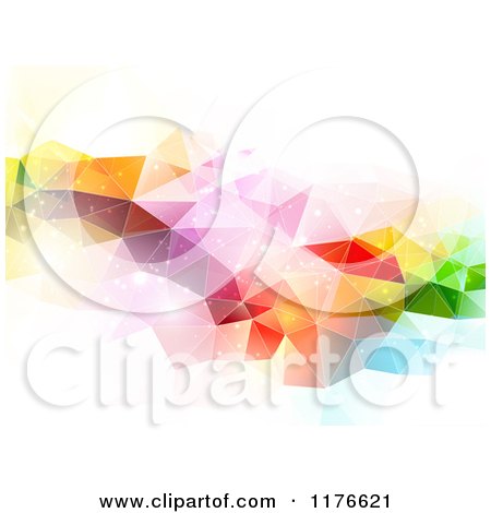 Clipart of an Abstract Sparkly Colorful Triangle Patterned Background - Royalty Free Vector Illustration by KJ Pargeter