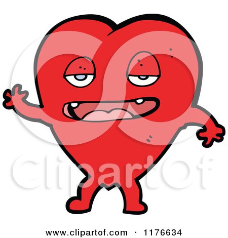 Cartoon of a Sleepy Red Heart - Royalty Free Vector Illustration by lineartestpilot