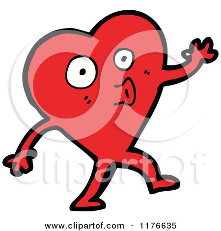 Cartoon of a Whistling Red Heart - Royalty Free Vector Illustration by lineartestpilot