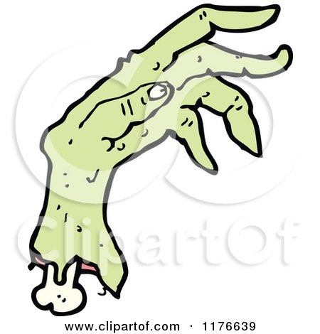 Cartoon of a Creepy Severed Green Hand - Royalty Free Vector Illustration by lineartestpilot