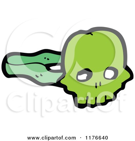 Cartoon of a Green Skull on a Stick - Royalty Free Vector Illustration by lineartestpilot