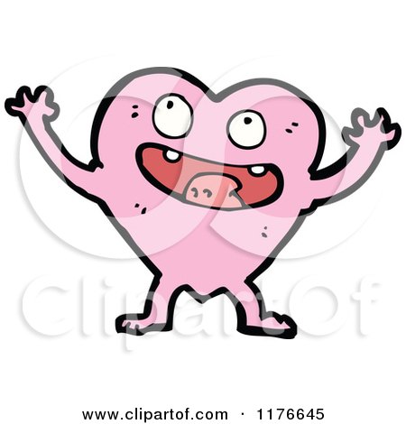 Cartoon of a Happy Pink Heart with Arms and Legs - Royalty Free Vector Illustration by lineartestpilot