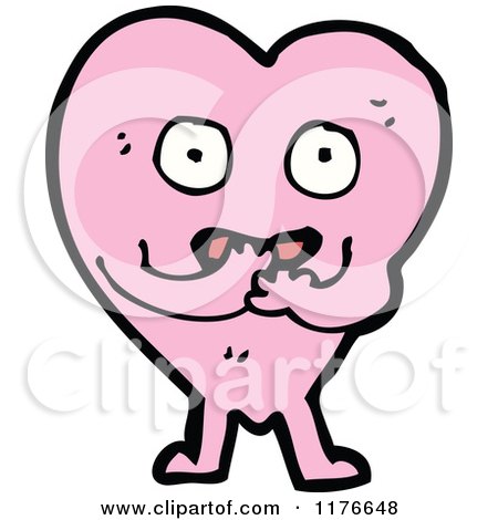 Cartoon of a Shy Pink Heart with Arms and Legs - Royalty Free Vector Illustration by lineartestpilot