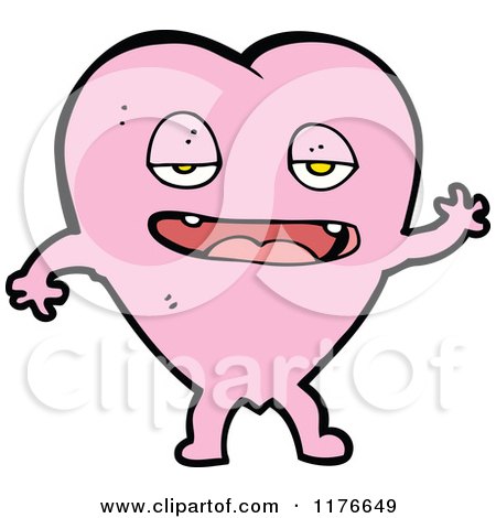 Cartoon of a Sleepy Pink Heart with Arms and Legs - Royalty Free Vector Illustration by lineartestpilot