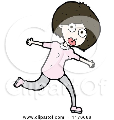 Cartoon of a Young Girl Runnung - Royalty Free Vector Illustration by lineartestpilot