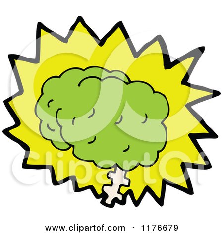 Clipart of a Green Brain With A Burst by lineartestpilot