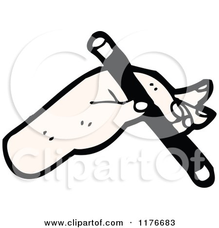 Cartoon of a Severed Hand Holding a Pen - Royalty Free Vector Illustration by lineartestpilot