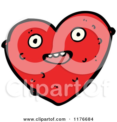Cartoon of a Surprised Red Heart - Royalty Free Vector Illustration by lineartestpilot