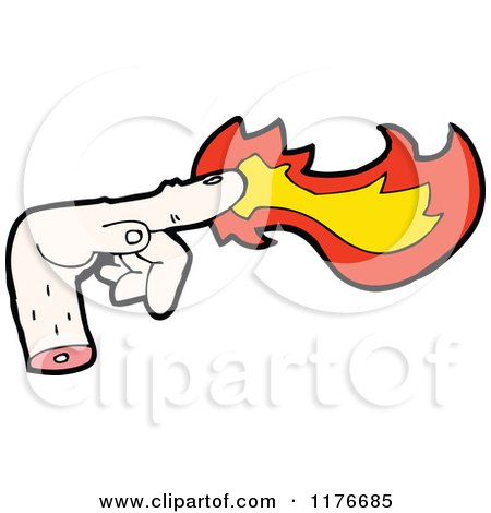 Cartoon of a Severed Hand with Flames - Royalty Free Vector Illustration by lineartestpilot