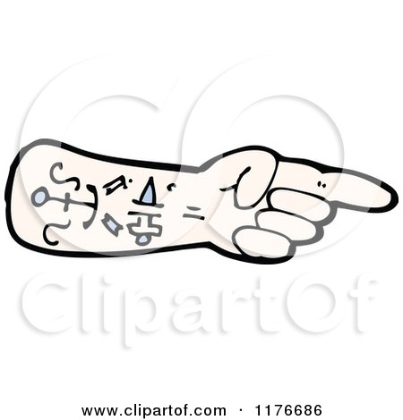 Cartoon of a Severed Tattooed Arm - Royalty Free Vector Illustration by lineartestpilot