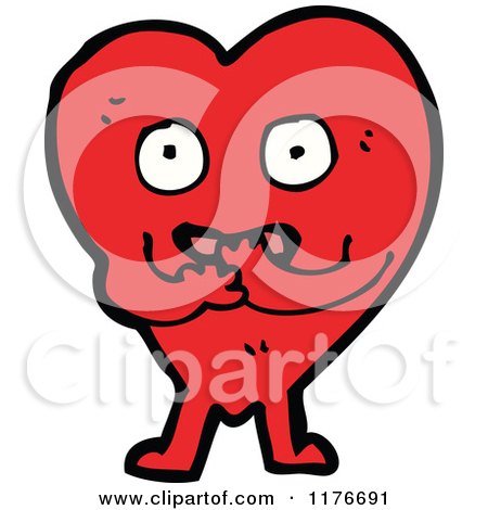 Cartoon of a Shy Red Heart - Royalty Free Vector Illustration by lineartestpilot