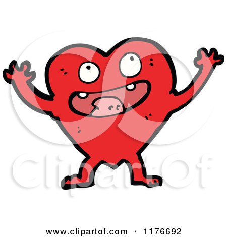 Cartoon of a Happy Red Heart - Royalty Free Vector Illustration by lineartestpilot