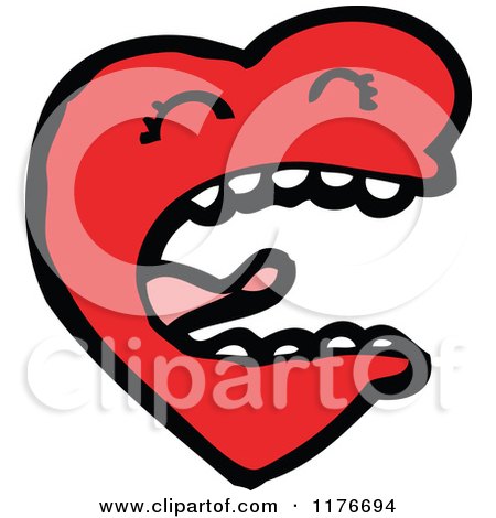 Cartoon of a Singing Red Heart - Royalty Free Vector Illustration by lineartestpilot