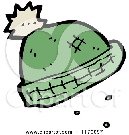 Cartoon of a Green Wool Cap - Royalty Free Vector Illustration by lineartestpilot