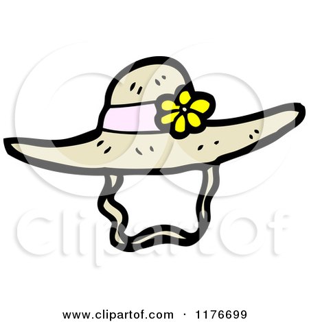 Cartoon of a Women's Bonnet with a Flower - Royalty Free Vector Illustration by lineartestpilot