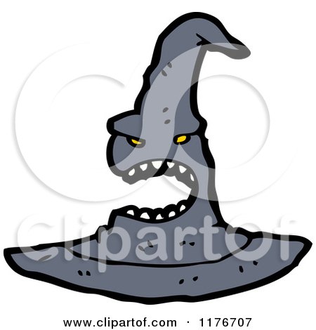 Cartoon of an Angry Witches Hat - Royalty Free Vector Illustration by lineartestpilot
