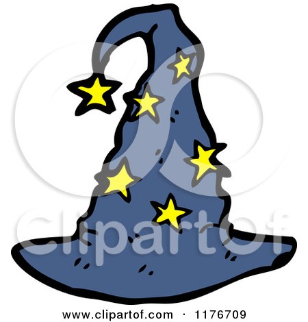 Cartoon of a Witches Hat with Stars - Royalty Free Vector Illustration by lineartestpilot