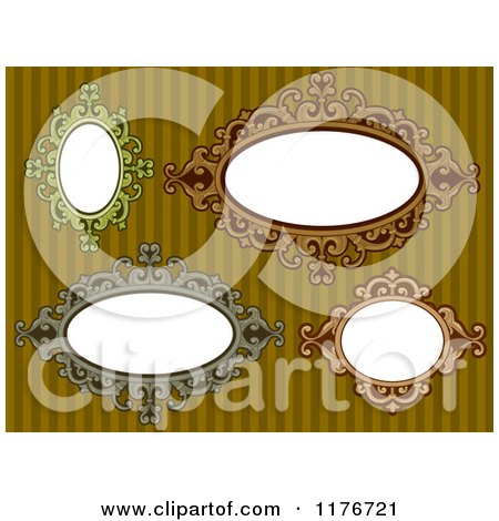 Cartoon of Vintage Oval Frames over Stripes - Royalty Free Vector Clipart by BNP Design Studio
