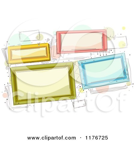 Cartoon of Colorful Frames over Dots and Doodles - Royalty Free Vector Clipart by BNP Design Studio
