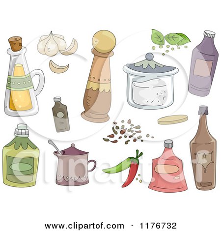 Cartoon of Kitchen Spices and Condiments - Royalty Free Vector Clipart by BNP Design Studio