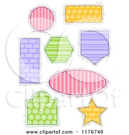 Cartoon of Colorful Patterned Frames in Different Shapes - Royalty Free Vector Clipart by BNP Design Studio