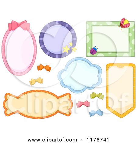 Cartoon of Colorful Frames with Bows Stars and Bugs - Royalty Free Vector Clipart by BNP Design Studio