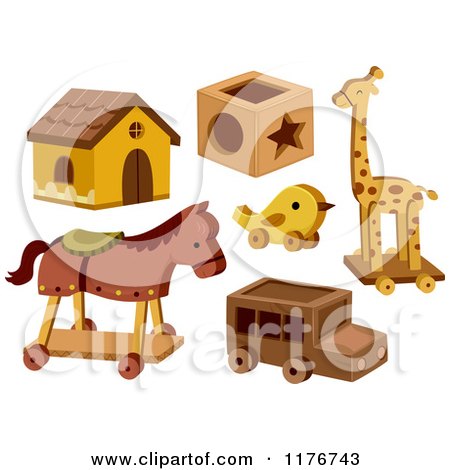 Cartoon of Wooden Toys - Royalty Free Vector Clipart by BNP Design Studio