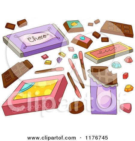 Cartoon of Chocolate Bars and Candy Design Elements - Royalty Free Vector Clipart by BNP Design Studio